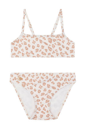 bikini met panterprint beige/wit