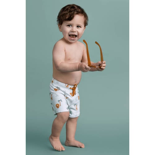 Swim Essentials zwemboxer met all over print wit/blauw/bruin Jongens Polyester - maat 74/80 afbeelding