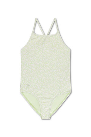 badpak met bloemenprint groen