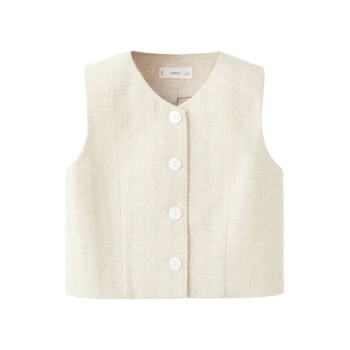 Mango Kids gilet beige Meisjes Katoen Ronde hals Effen - maat 164 afbeelding