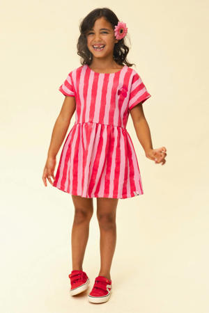 gestreepte sweatjurk roze