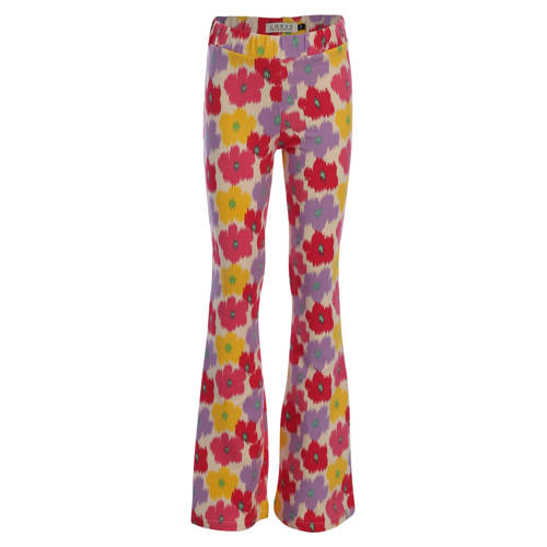LOOXS little regular waist gebloemde flared broek rood Meisjes Stretchkatoen - maat 92 afbeelding
