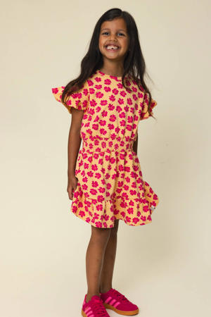 gebloemde sweatjurk roze