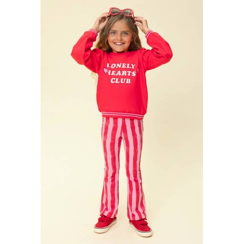 LOOXS little gestreepte flared broek roze Meisjes Stretchkatoen Streep - maat 110 afbeelding
