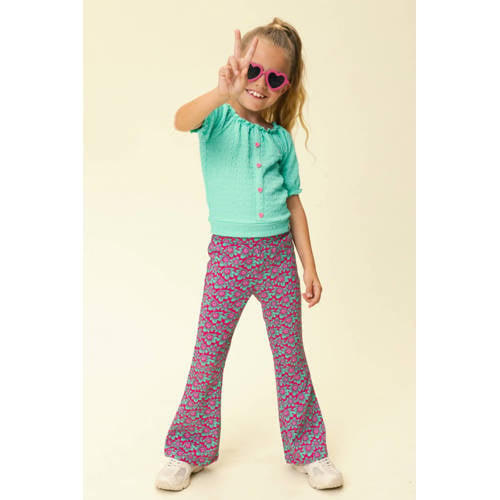 LOOXS little regular waist flared broek paars Meisjes Polyester All over print - maat 116 afbeelding