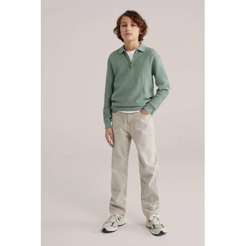 WE Fashion pullover groen Trui Jongens Katoen Polokraag Effen - maat 170/176 afbeelding