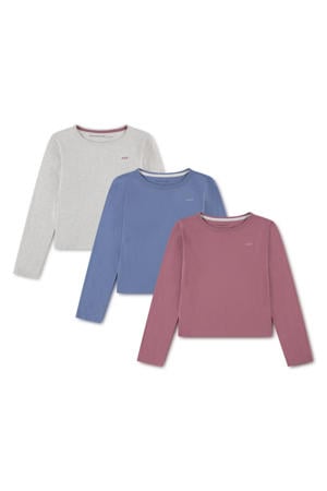 longsleeve - grijs / blauw / roze (set van 3)