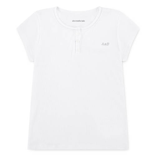 Abercrombie & Fitch T-shirt wit rib gebreid Meisjes Stretchkatoen Ronde hals - maat 146-152 afbeelding