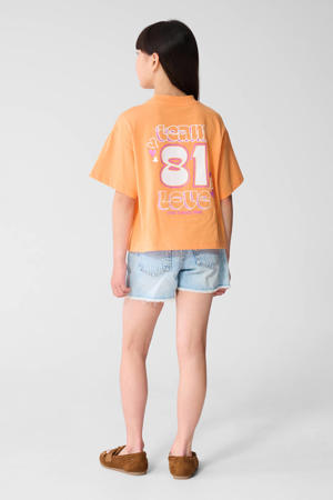 T-shirt met backprint oranje met glitter