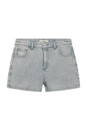 denim regular high waist short grijs