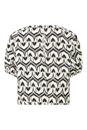 T-shirt met hartjes - ecru