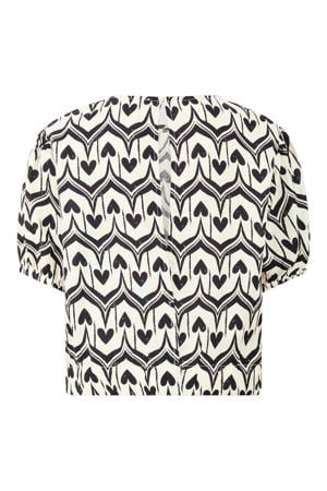 T-shirt met hartjes - ecru