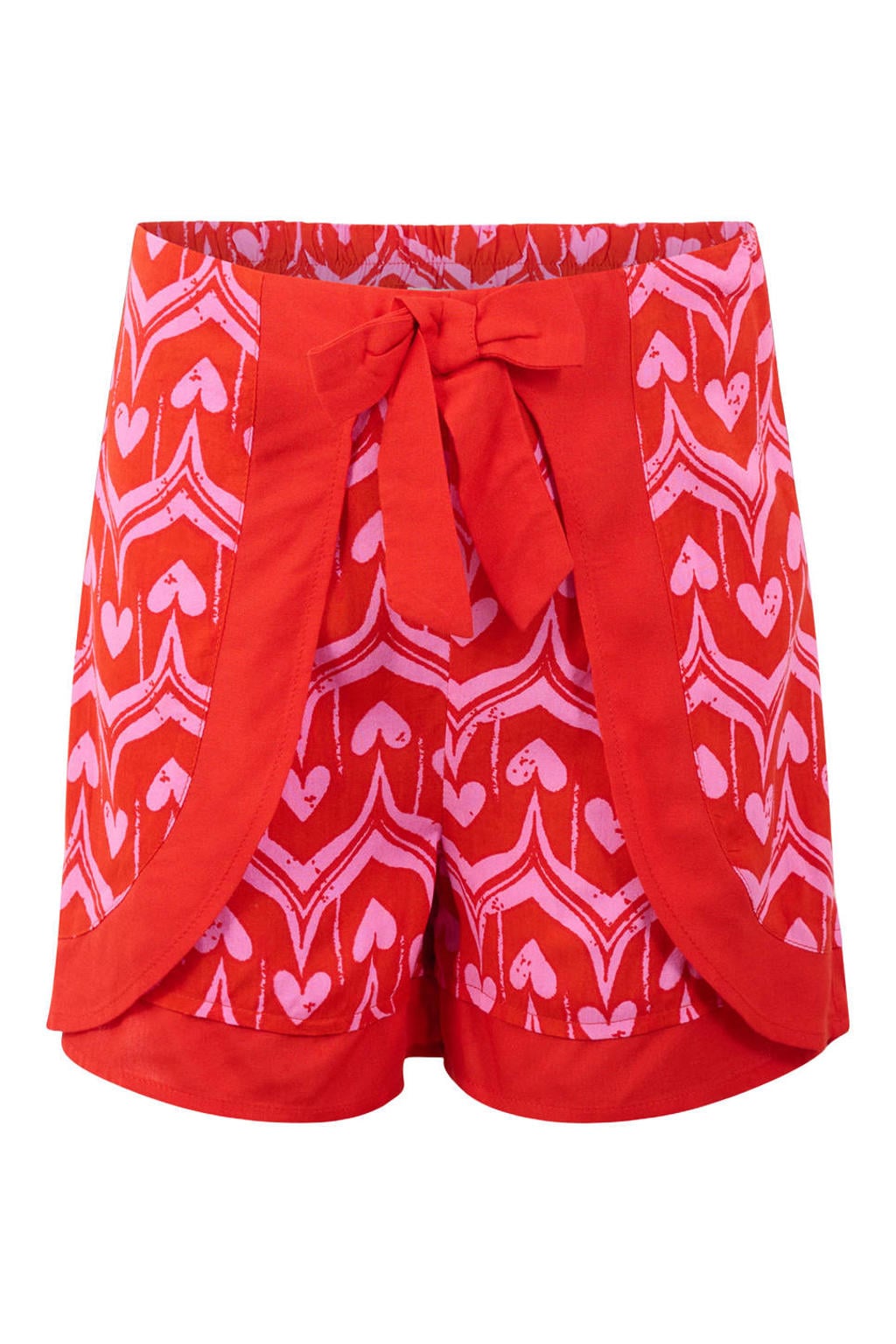 Rood en roze meisjes Shoeby regular fit casual short met print gemaakt van viscose