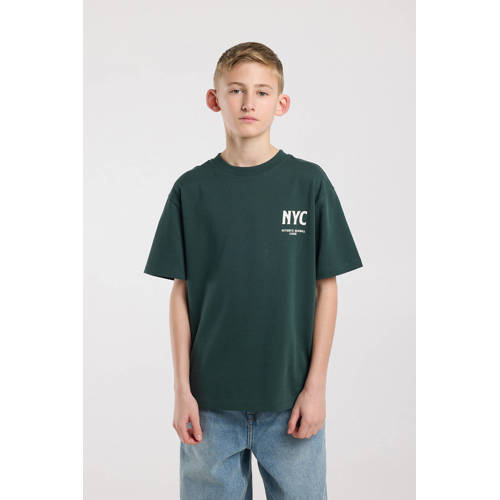 America Today T-shirt met backprint donkergroen Jongens Katoen Ronde hals - maat 146/152 afbeelding