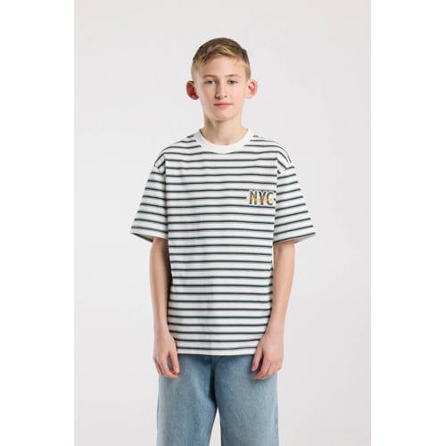 America Today gestreepte T-shirt wit Jongens Katoen Ronde hals Streep - maat 146/152 afbeelding