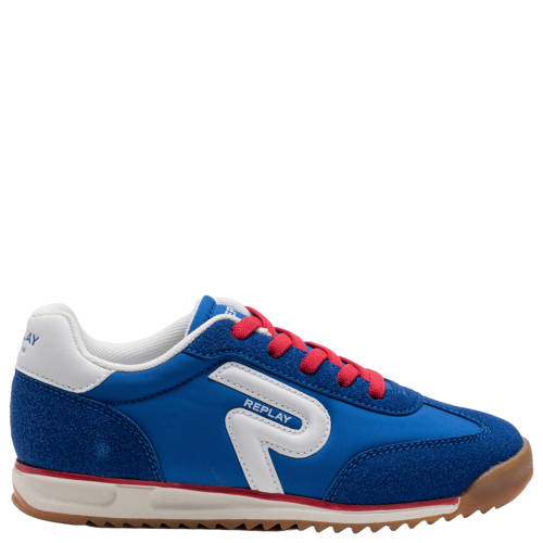 REPLAY Yard JR imitatieleren leren sneakers koningsblauw/wit Jongens Imitatieleer - maat 35 afbeelding