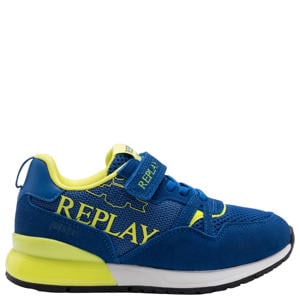 Shoot JR suede sneakers koningsblauw /neon geel