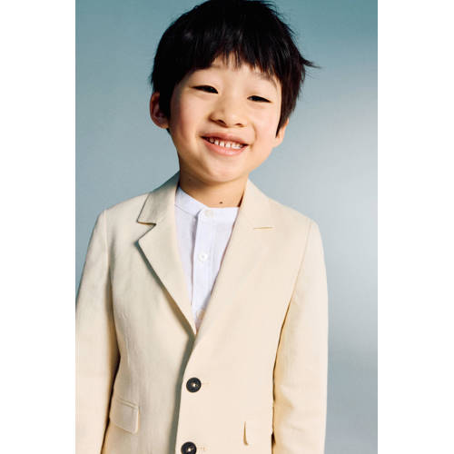 Mango Kids linnen colbert ecru Effen - maat 92 | Colbert van Mango Kids afbeelding