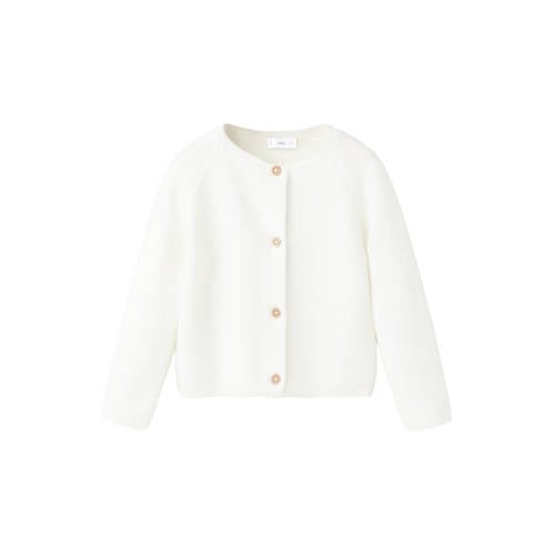 Mango Kids vest wit fijn gebreid Meisjes Katoen Ronde hals Effen