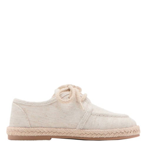 Mango Kids leren veterschoenen beige Jongens Katoen Effen - maat 22(13,5cm) afbeelding