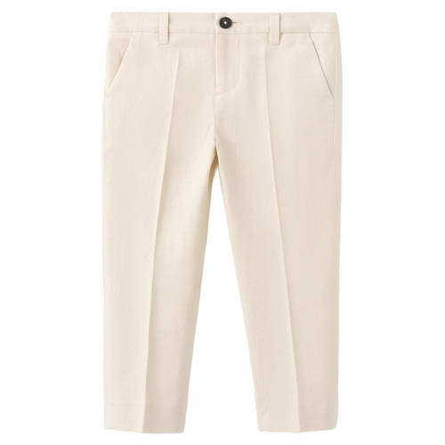 Mango Kids linnen chino ecru Broek Jongens Katoenlinnen Effen - maat 116 afbeelding