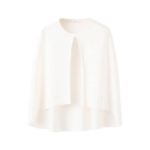 Mango Kids vest ecru fijn gebreid Meisjes Katoen Ronde hals Effen - maat 128 afbeelding