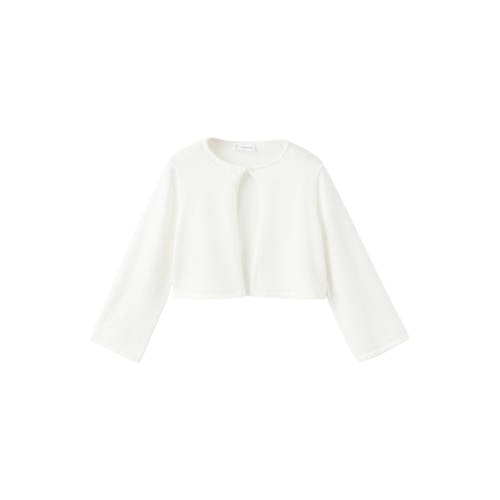 Mango Kids bolero ecru fijn gebreid Vest Meisjes Katoen Ronde hals Effen