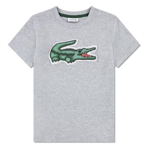 Lacoste T-shirt grijs Jongens Katoen Ronde hals Logo - maat 152 afbeelding