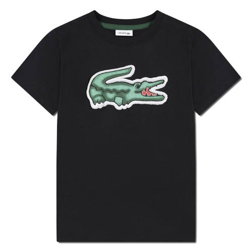 Lacoste T-shirt zwart Jongens Katoen Ronde hals Logo - maat 164 afbeelding
