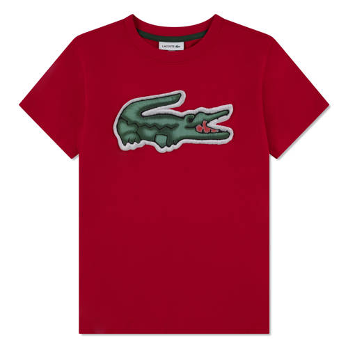 Lacoste T-shirt rood Jongens Katoen Ronde hals Logo - maat 140 afbeelding