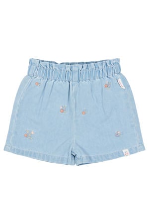 denim regular waist gebloemde short blauw