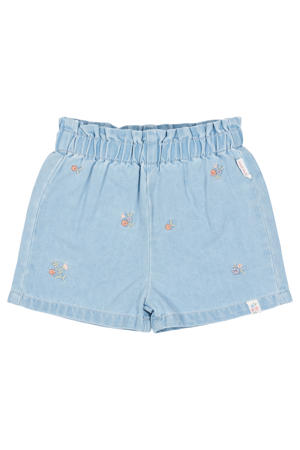 denim regular waist gebloemde short blauw