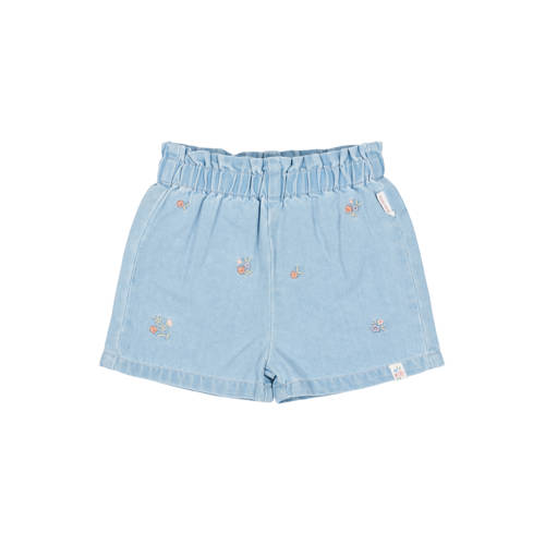 Little Dutch denim regular waist gebloemde short blauw Korte broek Bloemen - maat 104 afbeelding