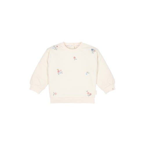 Little Dutch gebloemde sweater ecru Meisjes Katoen Ronde hals Bloemen