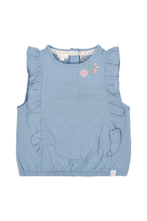gebloemde mouwloze top blauw