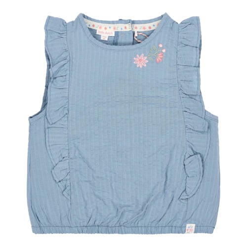 Little Dutch gebloemde mouwloze top blauw Meisjes Katoen Ronde hals Bloemen - maat 104 afbeelding