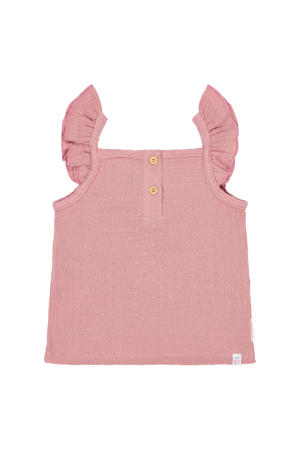 mouwloze top oudroze