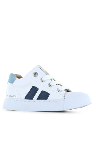 leren sneakers wit/blauw