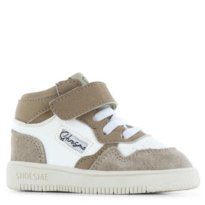 leren sneakers taupe/wit