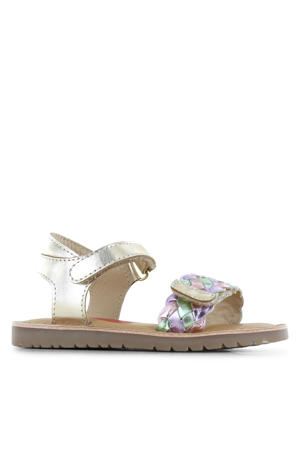 leren sandalen goud