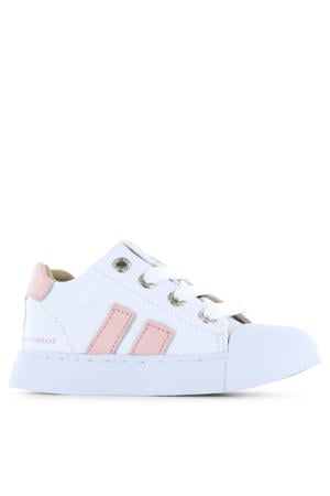 leren sneakers wit/roze
