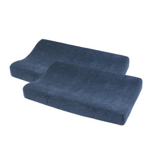 badstof aankleedkussenhoes uni indigo 50x70 cm (set van 2)