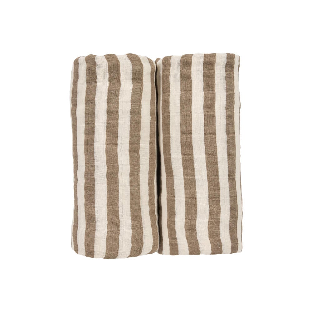 Meyco hydrofiele pre-washed swaddle Fat Stripe (set van 2)