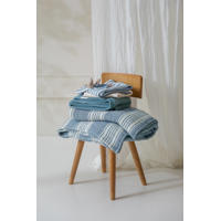 thumbnail: Meyco pre-washed hydrofiele wiegdeken Stripe Jacquard  Indigo