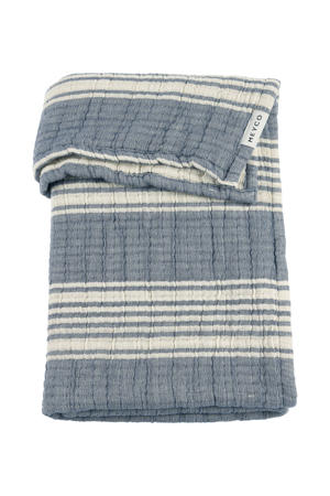 pre-washed hydrofiele wiegdeken Stripe Jacquard  Indigo