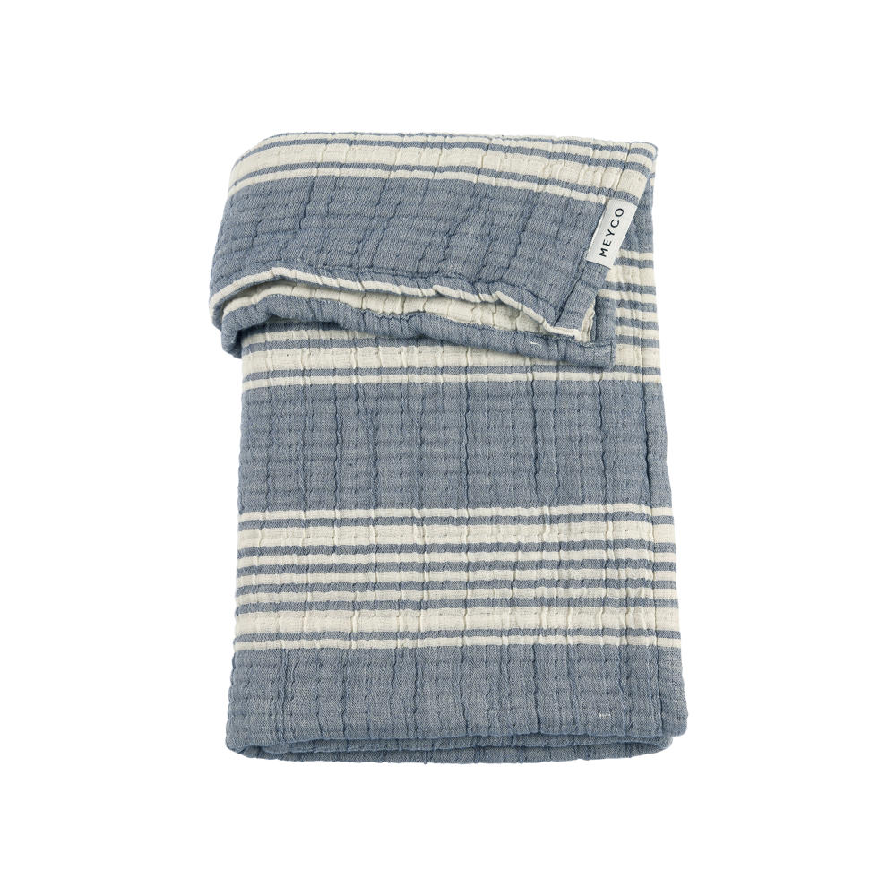 Meyco pre-washed hydrofiele wiegdeken Stripe Jacquard Indigo