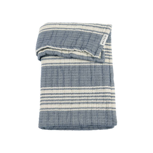 Meyco pre-washed hydrofiele ledikantdeken Stripe Jacquard Indigo Babydeken Blauw afbeelding