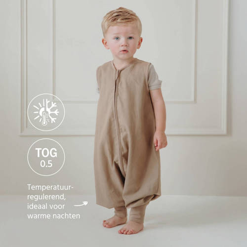 Meyco linnen slaapoverall jumper Studio Collection taupe Babyslaapzak Bruin 104 cm afbeelding