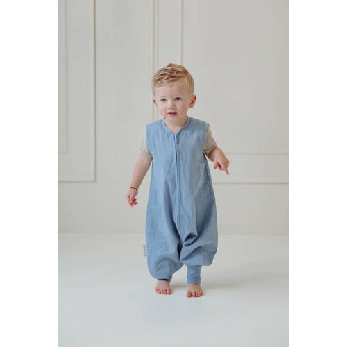 Meyco linnen slaapoverall jumper Studio Collection Jeans Blue Babyslaapzak Blauw 104 cm afbeelding