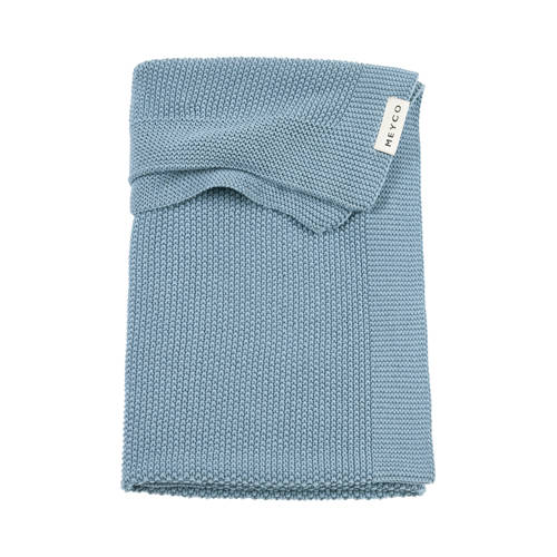 Meyco ledikant deken Mini Relief Jeans Blue Babydeken Blauw Effen afbeelding
